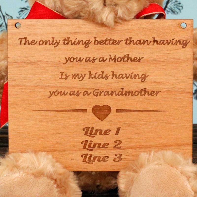 Better Than A Mother - Wooden Plaque Personalised Teddy Bear