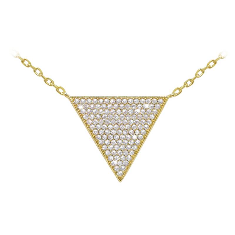 Gold Pave Set Triangle Pendant