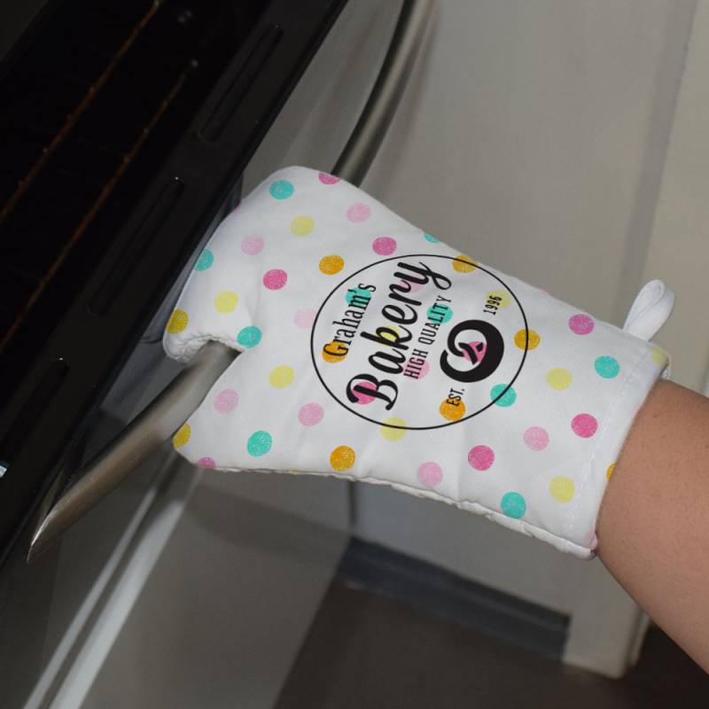 Bakery Coloured Spotted Personalised Oven Glove