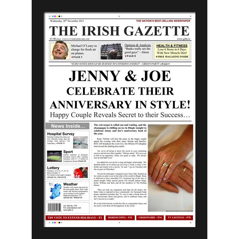 Anniversary Newspaper Spoof