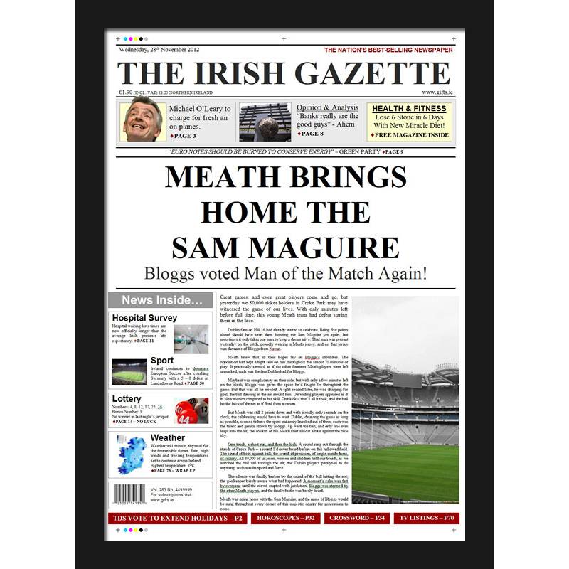 GAA Football Newspaper Spoof