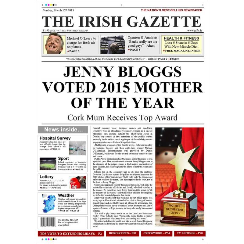 Mother of the Year - Newspaper Spoof