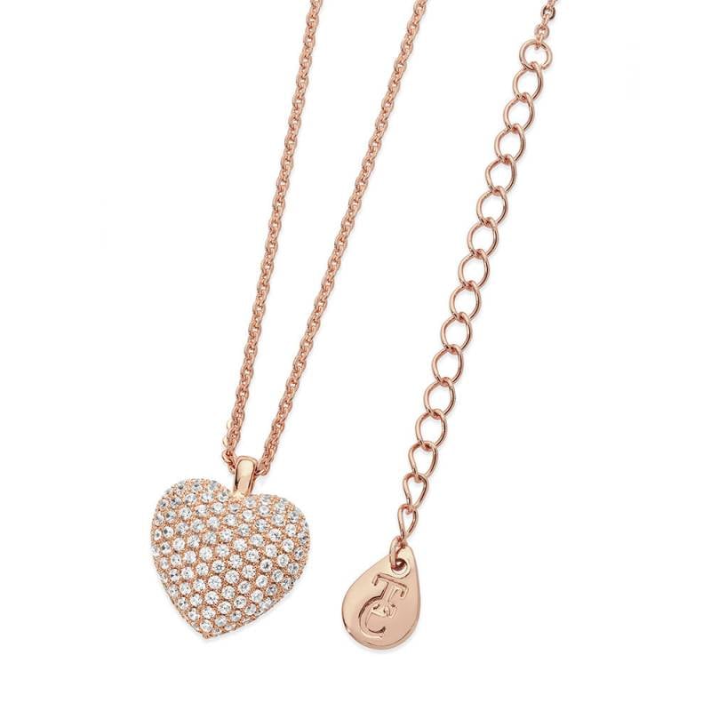 Cushion Pave Heart Pendant Rose Gold