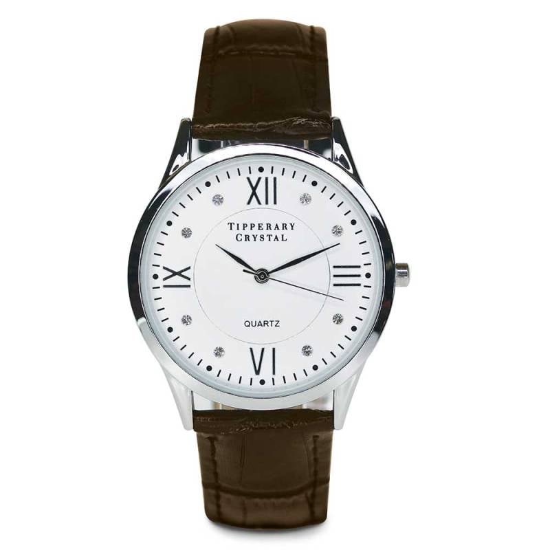 Duration Watch - Dark Brown Crocodile Leather Strap from Tipperary Crystal