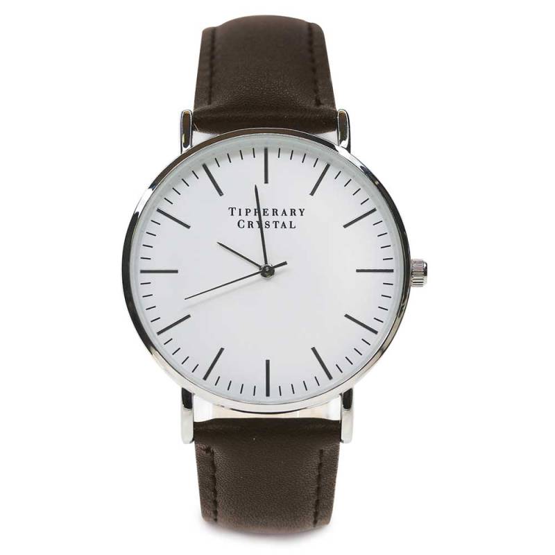 Span Watch - Dark Brown Leather Strap from Tipperary Crystal