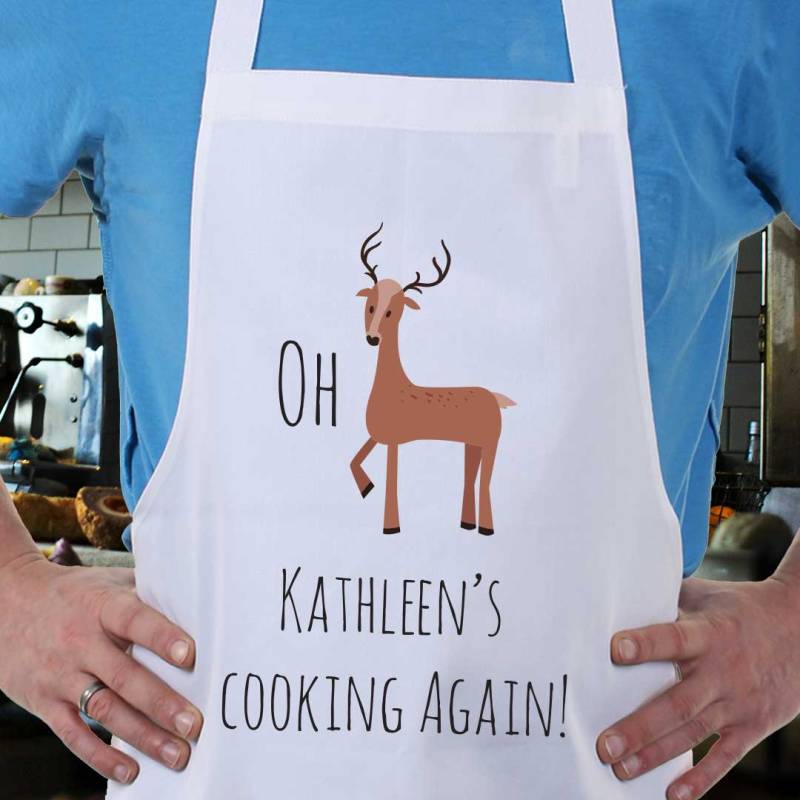 Oh Deer They're Cooking Again Personalised Apron