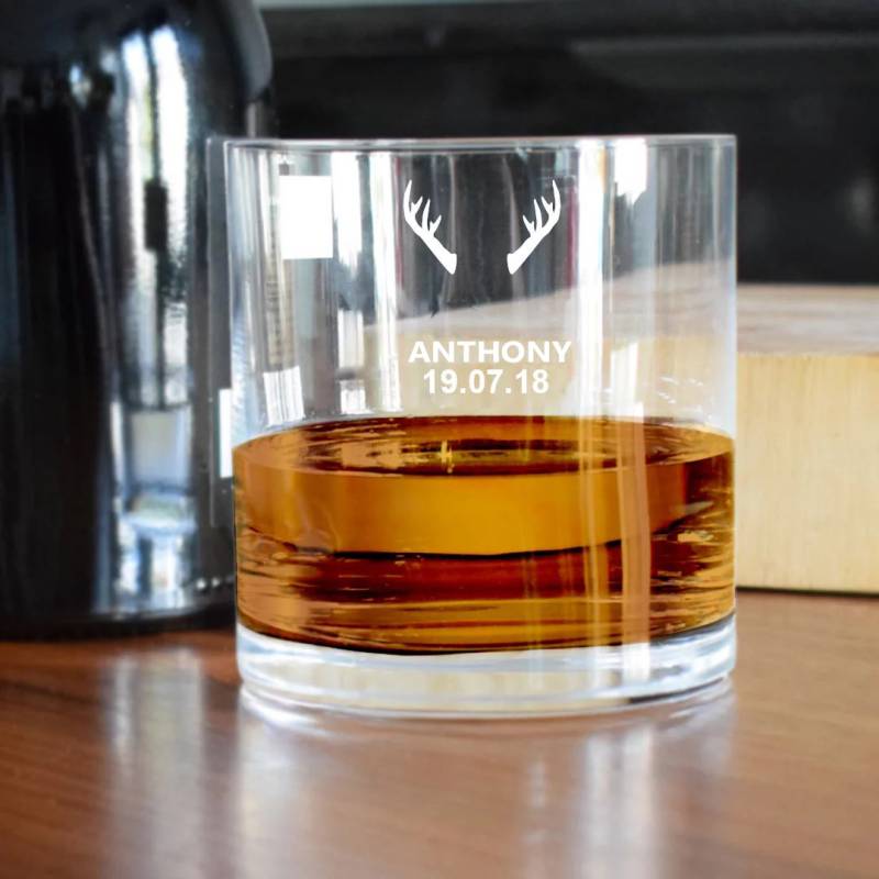 Antlers Personalised Whiskey Glass