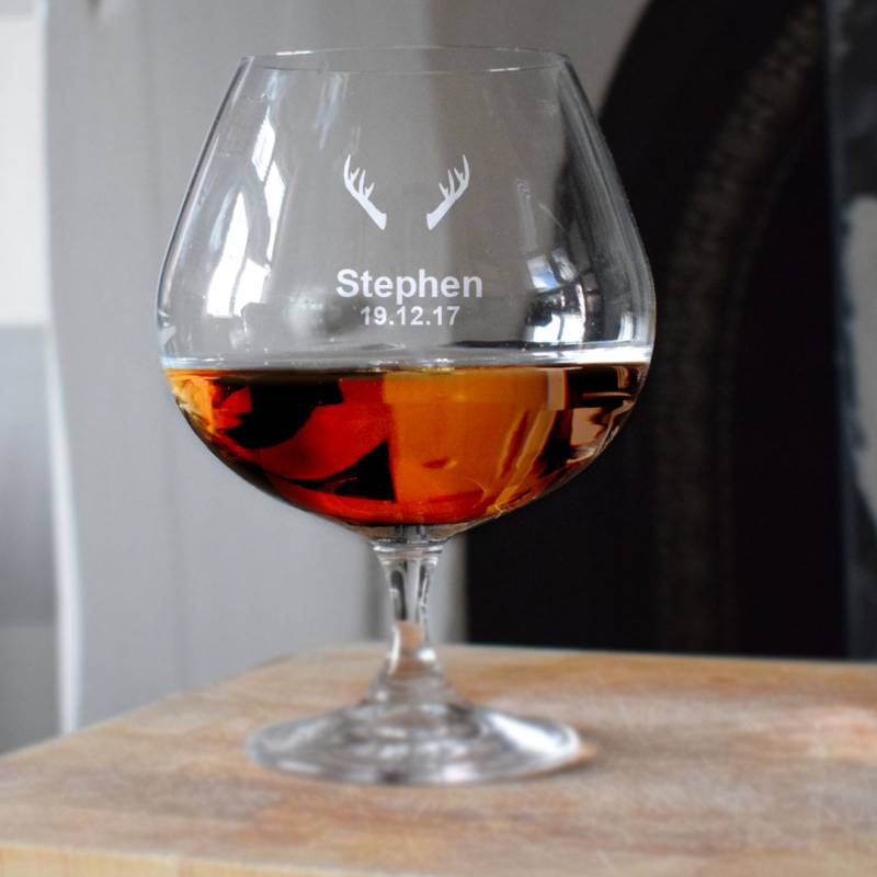 Antlers - Personalised Brandy Glass