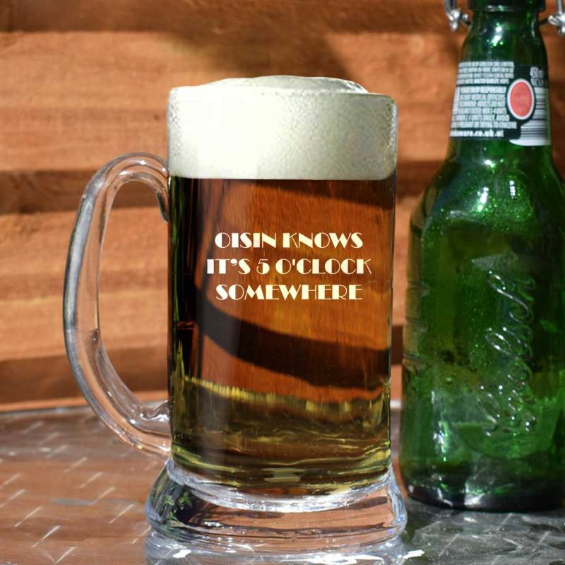 5 O'Clock Somewhere Personalised Tankard Glass