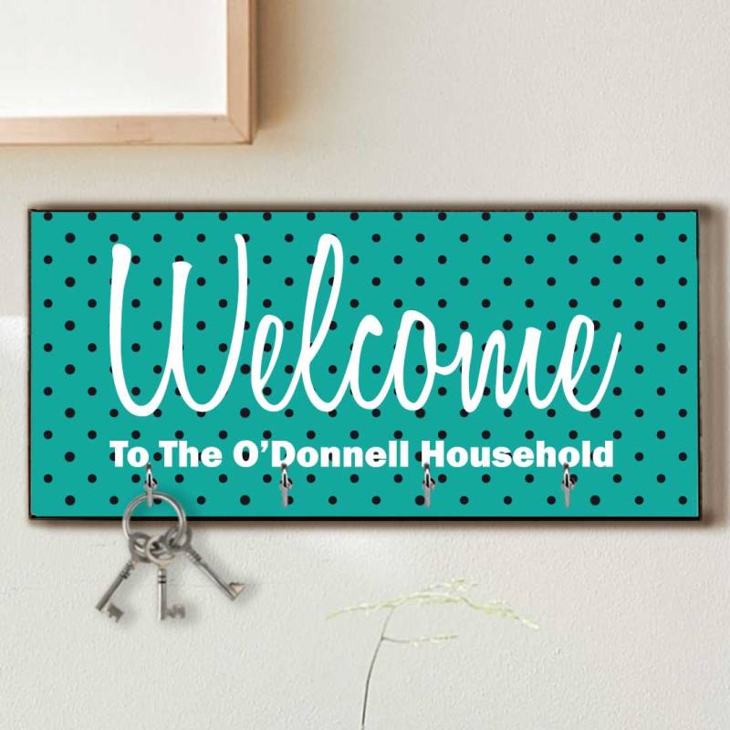 Welcome To Our Household Personalised Key Hanger