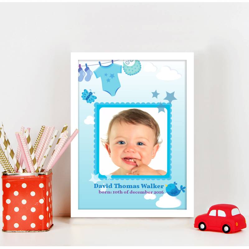 Washing Line Baby Boy Personalised Poster