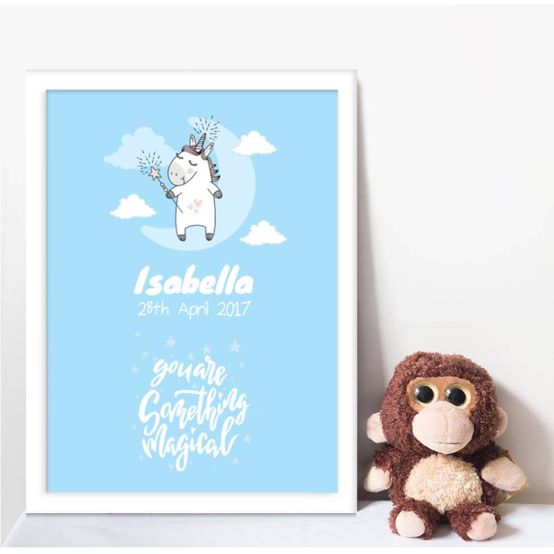 Magic Unicorn Baby Personalised Poster