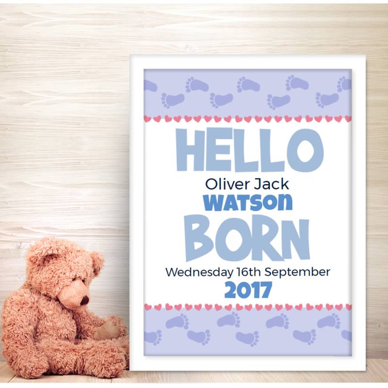 Footprints Baby Personalised Poster