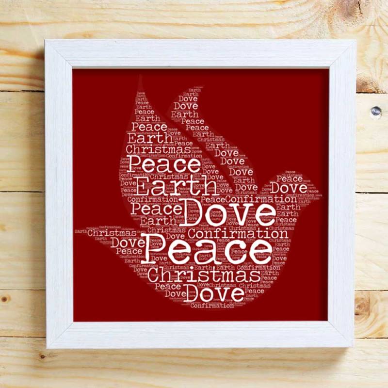 Christmas Dove Word Cloud Box Frame