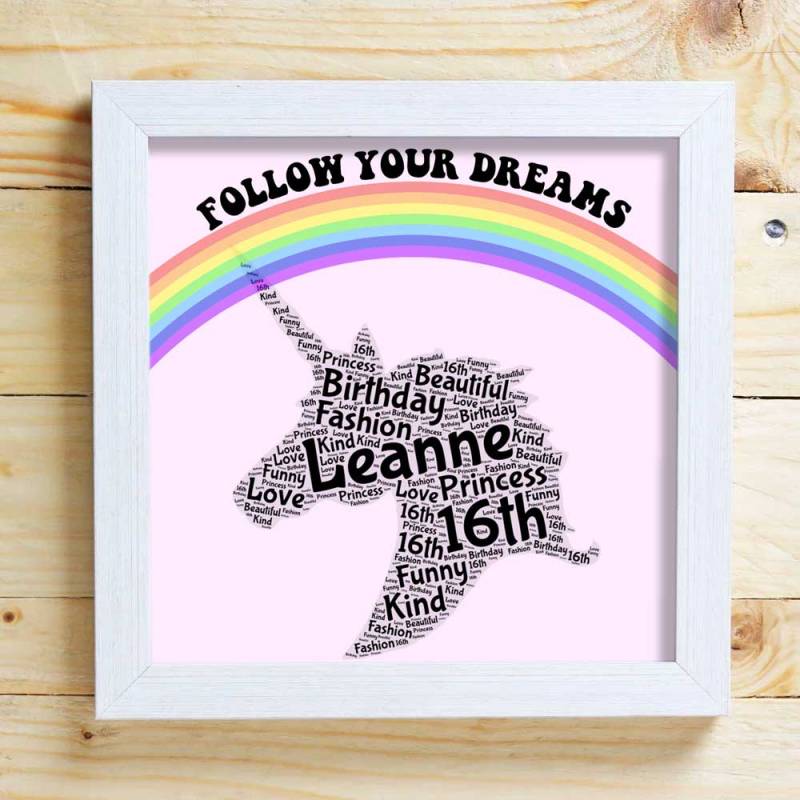 Unicorn Word Cloud Box Frame