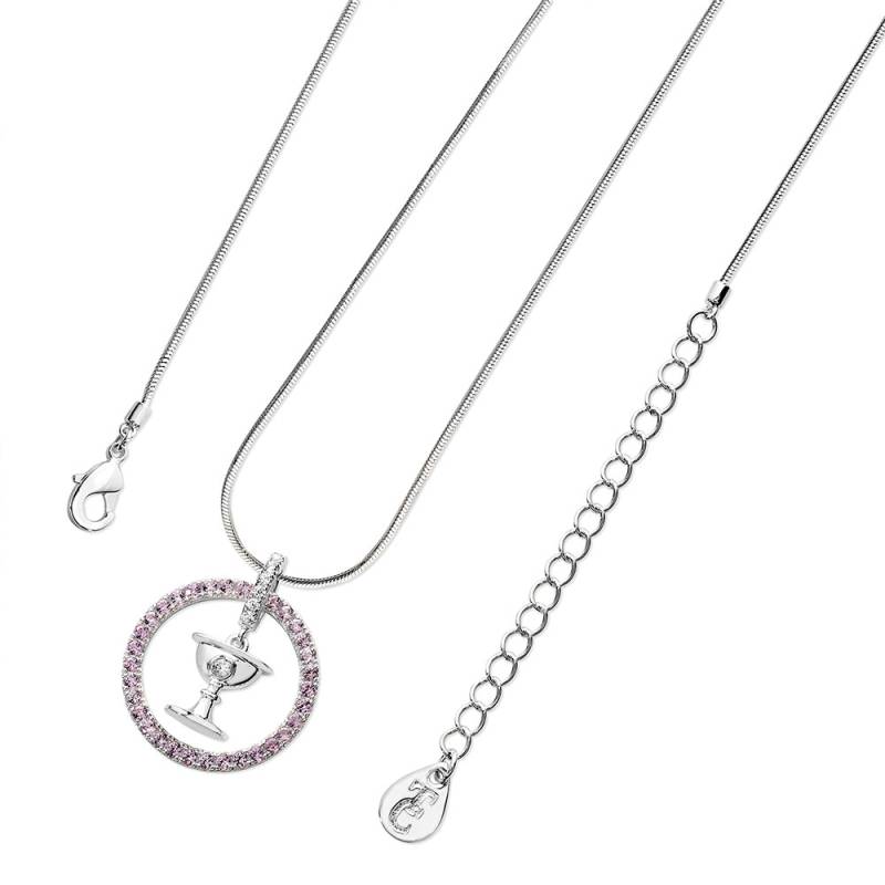 Chalice In Pink CZ Halo Necklace