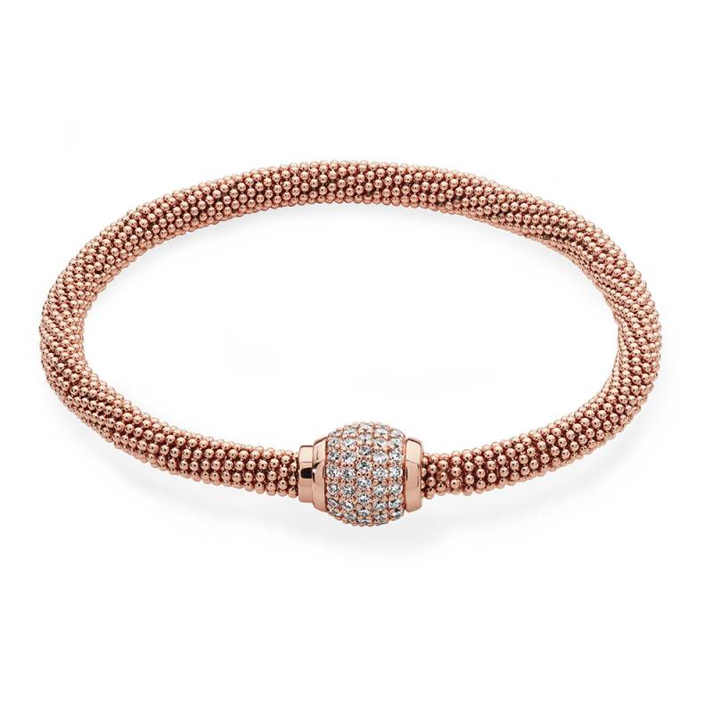 Bubble Bangle With Cylindrical Pendant-Rose Gold