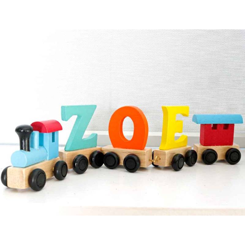 Coloured Personalised Wooden Train Name