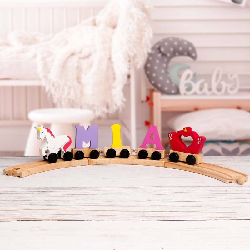 Coloured Personalised Wooden Train Name