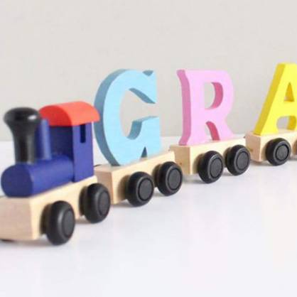 Coloured Personalised Wooden Train Name