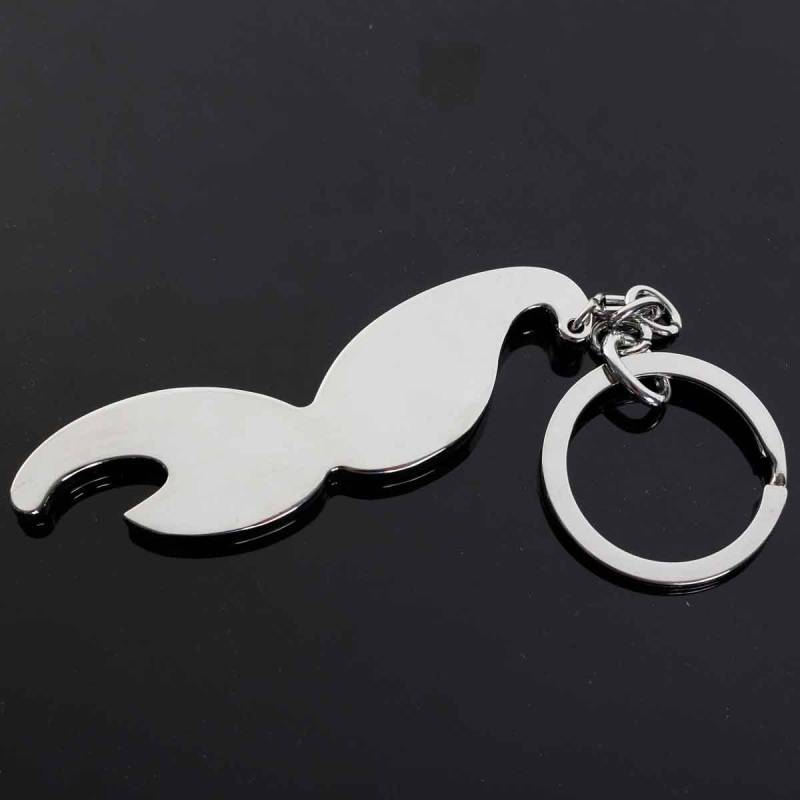 Silver Plated Moustache Key ring - Engraved