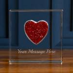 Diamante Heart Paperweight Engraved with Your Text