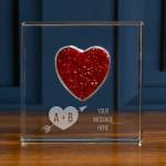 Diamante Heart Paperweight Engraved Initials and Message