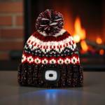 Kids Knitted Rechargeable LED Light Up Torch Hat - Navy