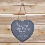 A True Love Story - Hanging Slate Heart