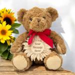 Custom Message - Wooden Sunflower Plaque Personalised Teddy Bear