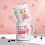 It's a Girl Baby Bear Heart Design - Personalised Mug
