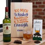 Too Much Whiskey Is Never Enough - Whiskey Gift Set in Personalised Wooden Box