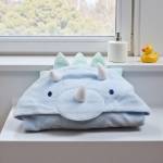 Personalised Blue Dino Baby Bath Wrap