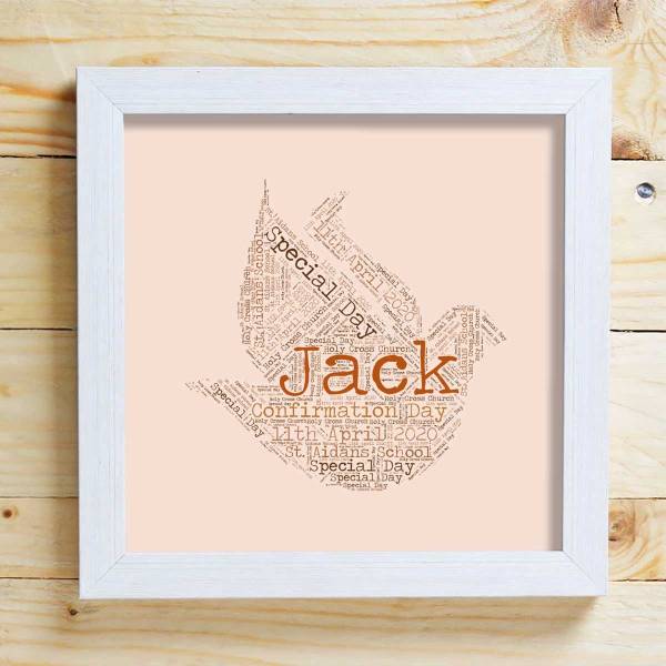 Confirmation Dove Word Cloud Box Frame