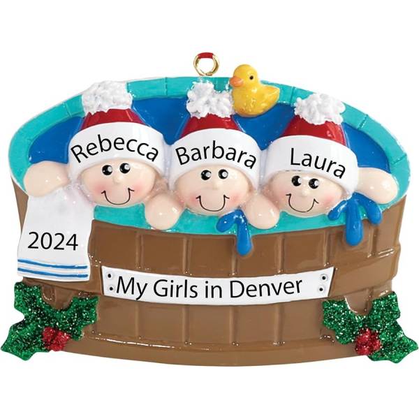 Personalised Christmas Ornament Hot Tub Heaven - Family of 3