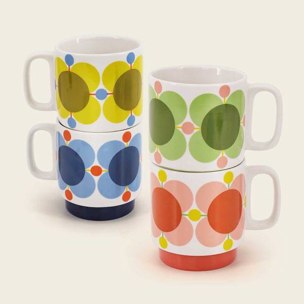 Tipperary Crystal Orla Kiely Stackable Fifties Flower Set of 4 Mugs