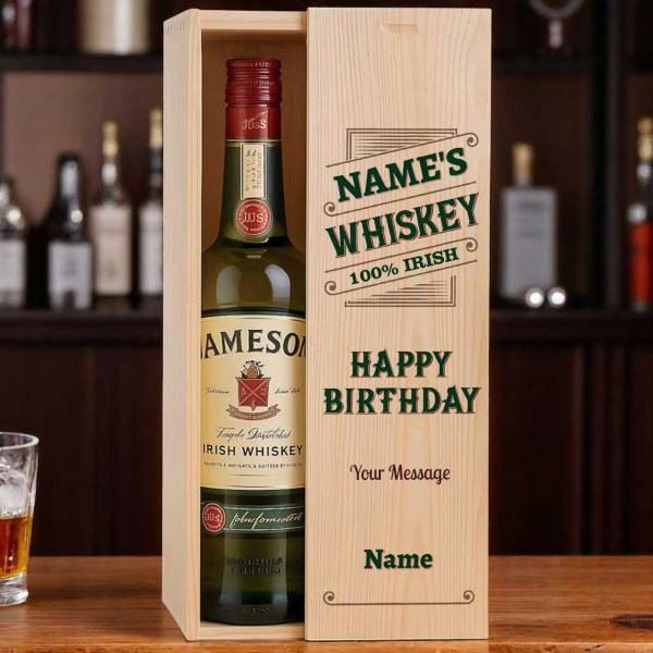 100% Irish Happy Birthday Whiskey - Personalised Wooden Box
