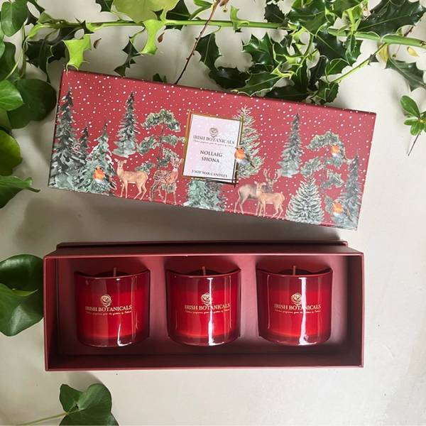 Irish Botanicals Nollaig Shona Christmas Candle Trio