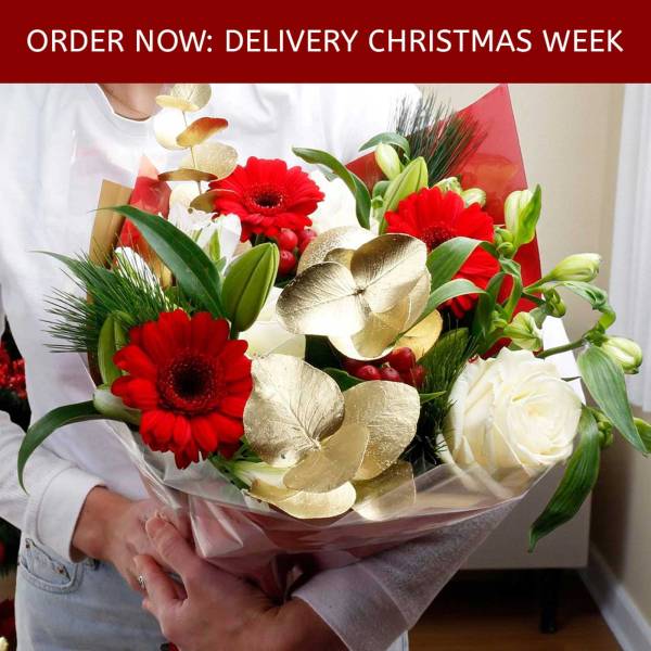The Elegant Fresh Flowers Christmas Bouquet - Shipped from Thurs DEC 18th