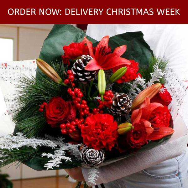 The Christmas Day Fresh Flowers Bouquet - Shipped from Thurs DEC 18th
