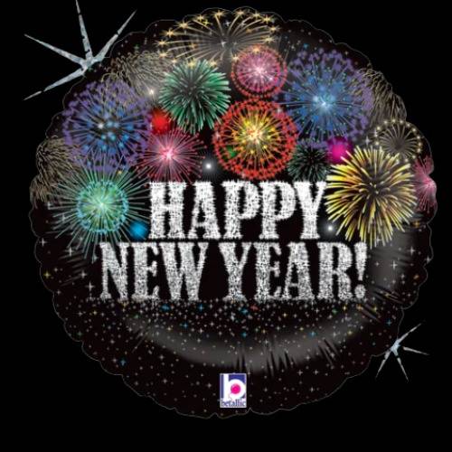 Fireworks Happy New Year! Balloon in a Box