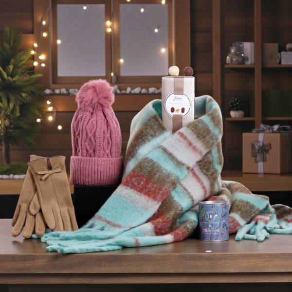 Luxury Cosy Scarf Set With Chocs & Candle Gift Hamper