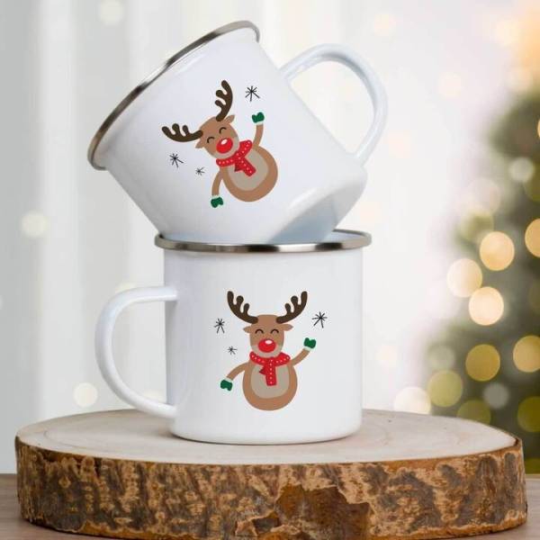 Reindeer Christmas Enamel Mug