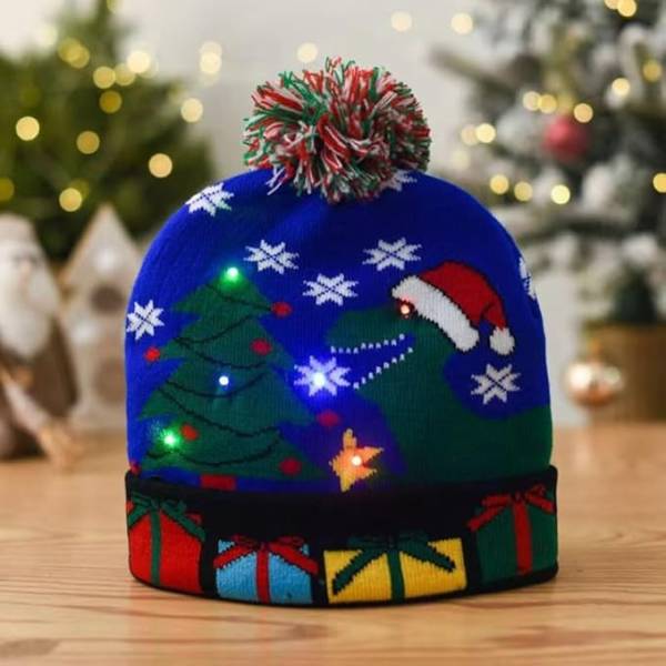 Christmas Multi Colour Novelty Light Up Beanie Hat