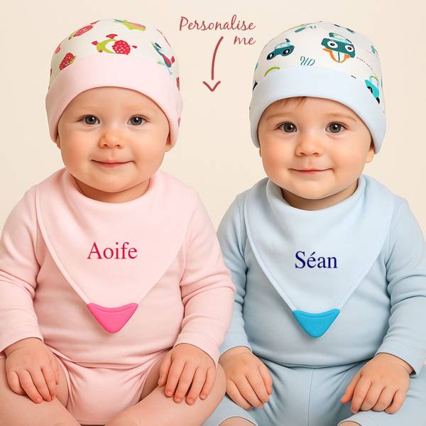 Embroidered Bandana Bib & Hat Set
