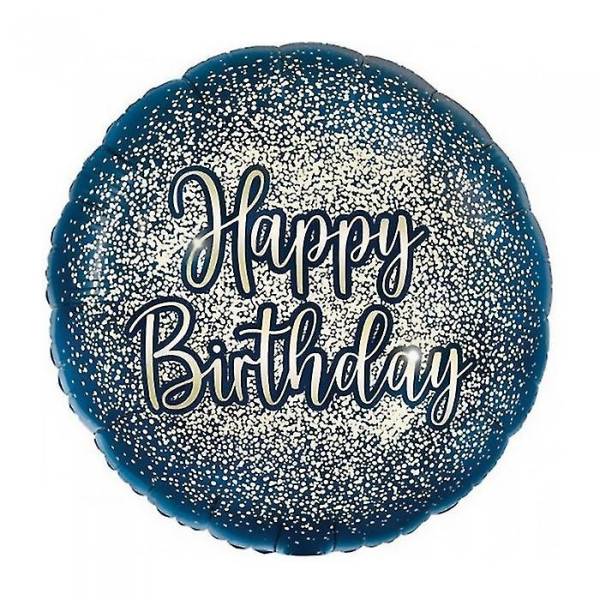 Glitter Happy Birthday Navy Gold Balloon in a Box