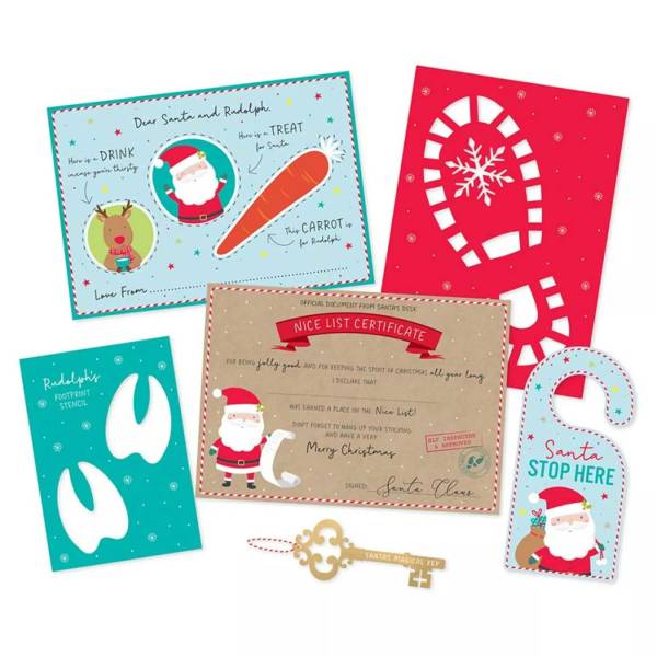 Christmas Eve Pack - Santa Placemat, Santa Key, Footprint Stencil Set