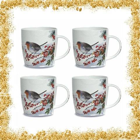 Robin Bone China Mugs Set of 4 - Newgrange Living