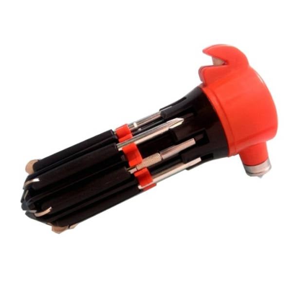 8 in 1 Multifunctional Car Safety Hammer With Screwdriver Flashlight