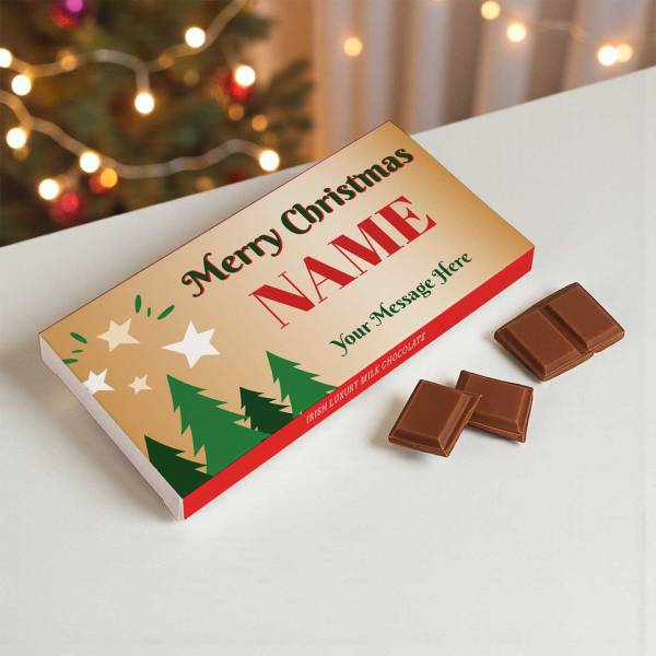 Merry Christmas Trees Personalised Chocolate Bar 90g